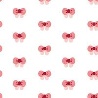 Seamless pattern of cute tiny pink bow hand drawn on white background.Girl baby clothing cartoon.Kawaii.Vector.Illustration. vector