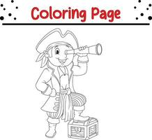 Coloring page pirate looking through binoculars vector