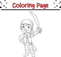 Coloring page pirate holding sword vector