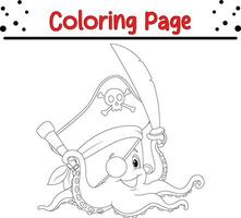 Coloring page pirate octopus vector