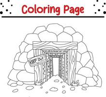 Coloring page cute mine entrance vector