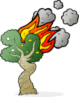 arbre brûlant de dessin animé png