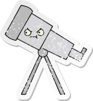 distressed sticker of a cute cartoon telescope png