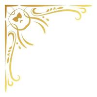 Gold vintage corner and frame filigree. Retro swirl divider pattern ornament vector with classic style. Element design calligraphy. Decoration for frame, greeting card, invitation, menu, certificate.