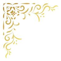 Gold vintage corner and frame filigree. Retro swirl divider pattern ornament vector with classic style. Element design calligraphy. Decoration for frame, greeting card, invitation, menu, certificate.