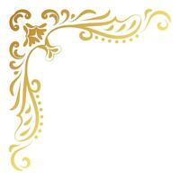 Gold vintage corner and frame filigree. Retro swirl divider pattern ornament vector with classic style. Element design calligraphy. Decoration for frame, greeting card, invitation, menu, certificate.