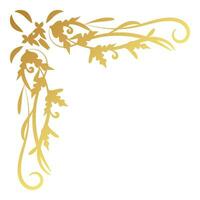 Gold vintage corner and frame filigree. Retro swirl divider pattern ornament vector with classic style. Element design calligraphy. Decoration for frame, greeting card, invitation, menu, certificate.