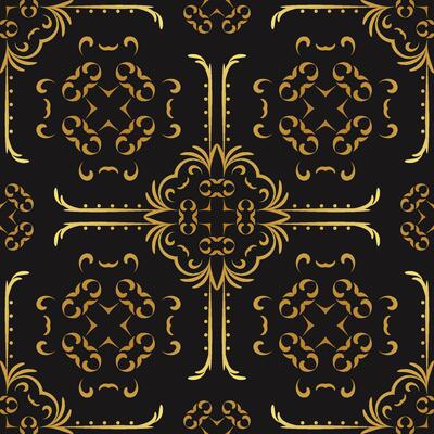 Seamless baroque rococo pattern. Ornate decoration gold color. Traditional floral ornament vector. Vintage filigree. Design for textile, fabric, wall, curtain, rug, ornament, wrapping, tile.