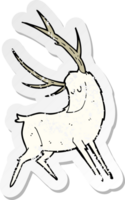 autocollant rétro en détresse d'un cerf blanc de dessin animé png