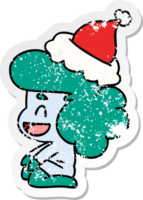 christmas distressed sticker cartoon of kawaii ghost png