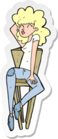 sticker van een tekenfilm vrouw poseren Aan stoel png