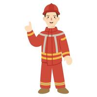 hand drawn firefighter cartoon illustration vector