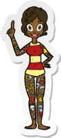 sticker of a cartoon woman covered in tattoos png