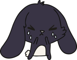 caricatura, de, lindo, kawaii, triste, conejito png