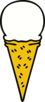 quirky hand drawn cartoon vanilla ice cream cone png