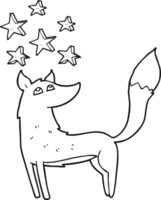 black and white cartoon wolf with stars png