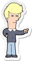 sticker of a cartoon man pointing png