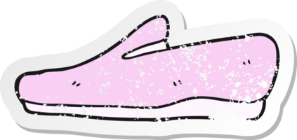 pegatina retro angustiada de una zapatilla de dibujos animados png