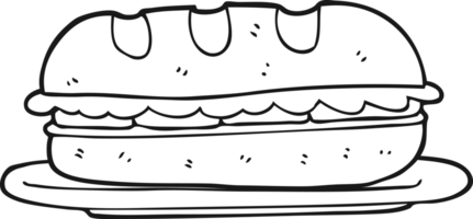 noir et blanc dessin animé sous sandwich png