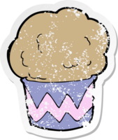 pegatina retro angustiada de un cupcake de dibujos animados png