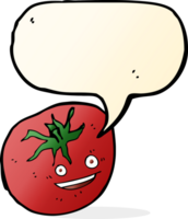 dessin animé heureux tomate avec bulle de dialogue png