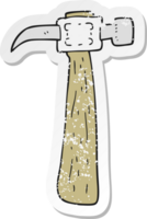 Retro beunruhigter Aufkleber eines Cartoonhammers png