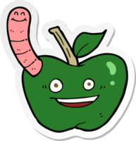 Aufkleber eines Cartoon-Apfels mit Wurm png