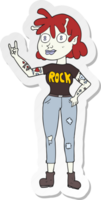 sticker of a cartoon alien rock fan girl png