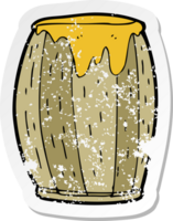 retro distressed sticker of a cartoon barrel png