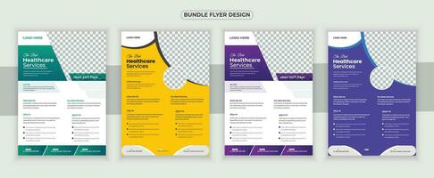 médico volantes o dl volantes y estante tarjeta diseño modelo y médico folleto diseño vector