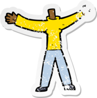 retro distressed sticker of a cartoon headless body png