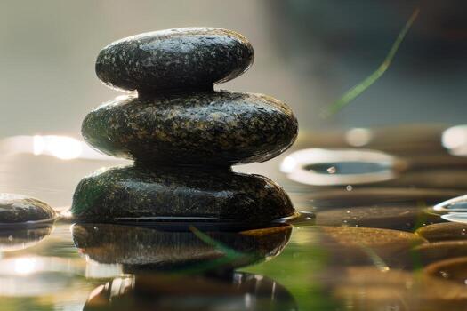 Zen stones with customizable space for text. Copy space. photo