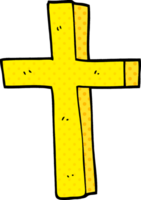 dessin animé doodle d'une croix d'or png