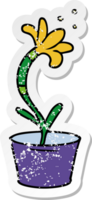 distressed sticker cartoon doodle of a house plant png