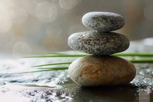 Zen stones with customizable space for text. Copy space. photo