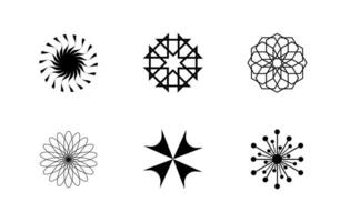 Daisy floral icon. Black flowers and shapes icons. organic form cloud star and other elements in trendy playful brutal style. Vector illustrations isolated.