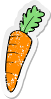 retro distressed sticker of a cartoon carrot png