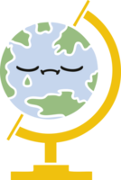 flat color retro cartoon globe of the world png