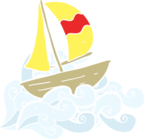 flache farbillustration eines karikatursegelschiffs png