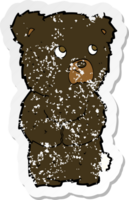 adesivo retrô angustiado de um filhote de urso preto de desenho animado png