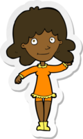 sticker of a cartoon friendly woman waving png