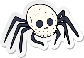 sticker of a cartoon spooky halloween skull spider png