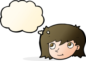 cartoon female face with thought bubble png