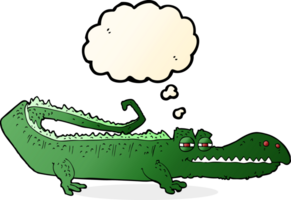 crocodilo de desenho animado com balão de pensamento png