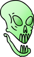 garabato de dibujos animados degradado de una cabeza de calavera png