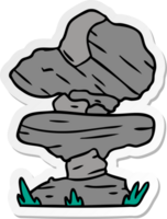 klistermärke tecknad doodle av grå sten stenblock png