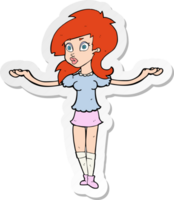 sticker of a cartoon confused pretty girl png