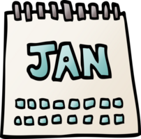 tecknad doodle kalender som visar januari månad png