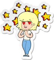 sticker of a cartoon woman in love png