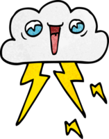 dessin animé doodle de nuage de tonnerre png